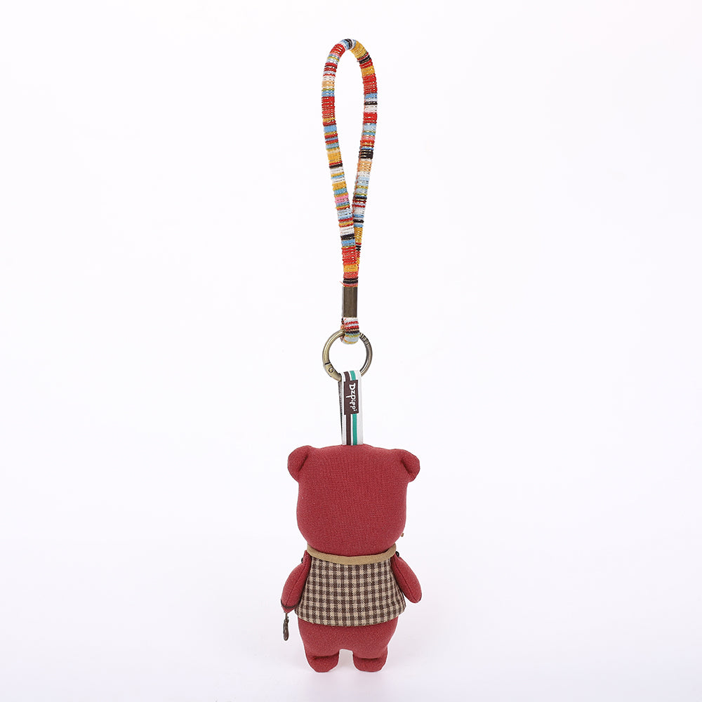 Handmade Fabric White Bear Bag Charm Keychain - Cute Plush Hanging Accessory