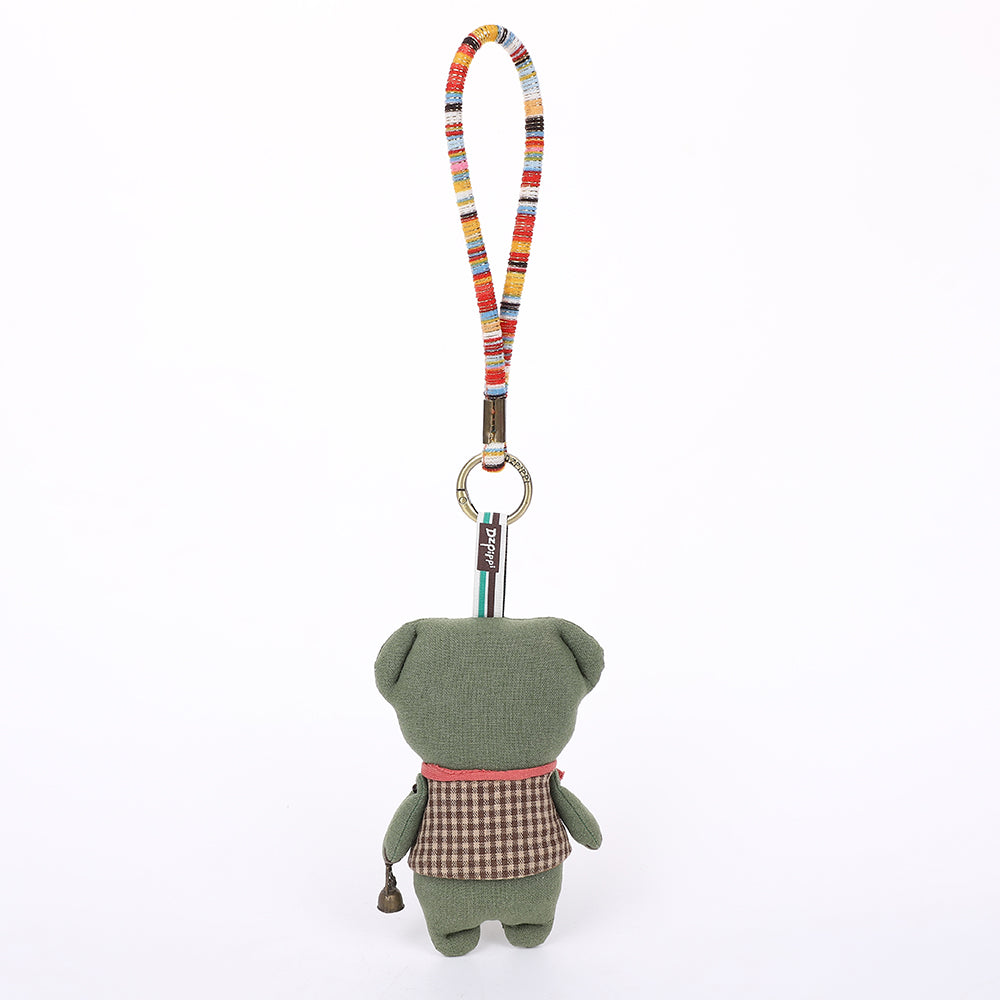 Handmade Fabric White Bear Bag Charm Keychain - Cute Plush Hanging Accessory