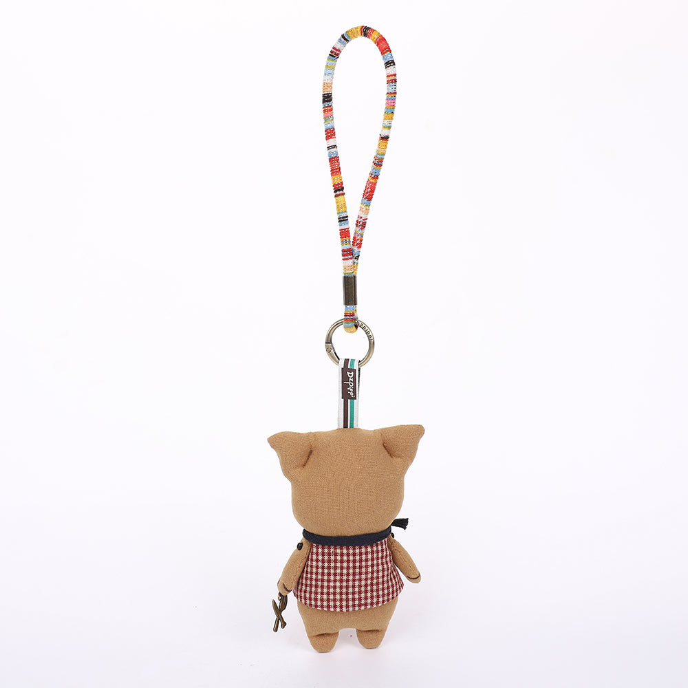 Handmade Fabric White Bear Bag Charm Keychain - Cute Plush Hanging Accessory