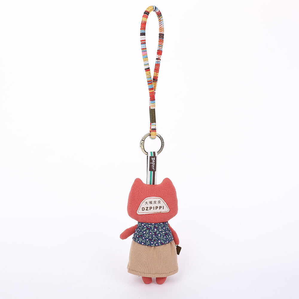 Handmade Fabric White Bear Bag Charm Keychain - Cute Plush Hanging Accessory