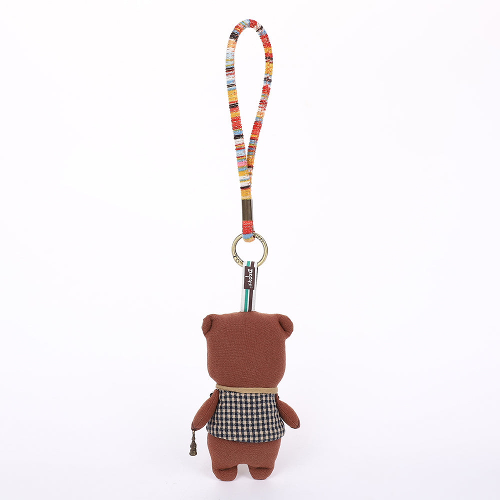 Handmade Fabric White Bear Bag Charm Keychain - Cute Plush Hanging Accessory