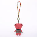 Handmade Fabric White Bear Bag Charm Keychain - Cute Plush Hanging Accessory