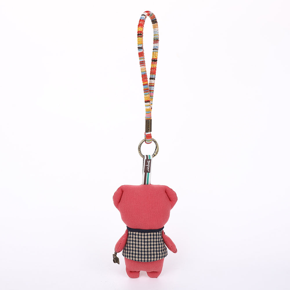 Handmade Fabric White Bear Bag Charm Keychain - Cute Plush Hanging Accessory