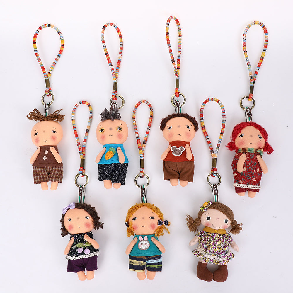Handmade Fabric Doll Bag Charm Keychain Assortment - Cute Plush Hanging Accessories
