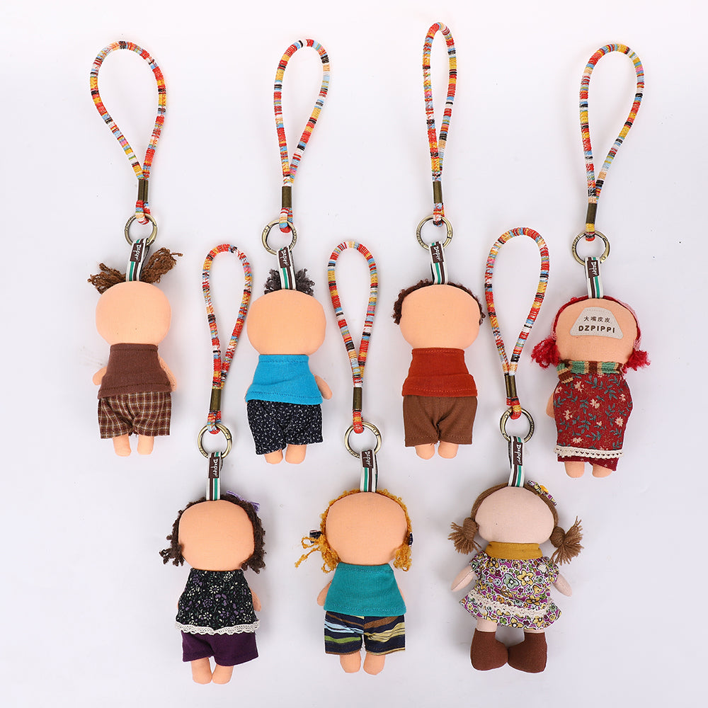 Handmade Fabric Doll Bag Charm Keychain Assortment - Cute Plush Hanging Accessories
