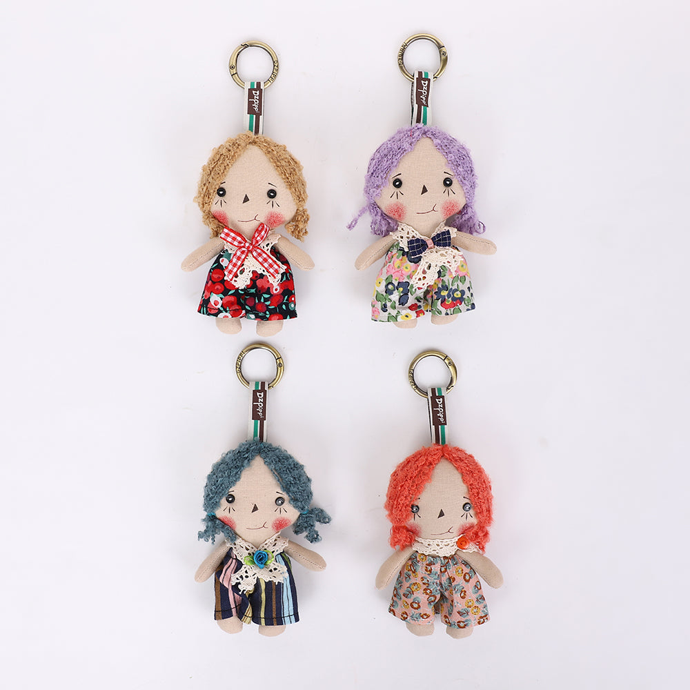 Handmade Fabric Doll Bag Charm Keychain Assortment - Cute Plush Hanging Accessories