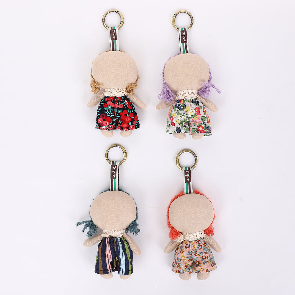 Handmade Fabric Doll Bag Charm Keychain Assortment - Cute Plush Hanging Accessories