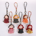 Handmade Fabric Doll Keychain - Red Hair Girl Bag Charm, 1 Pc